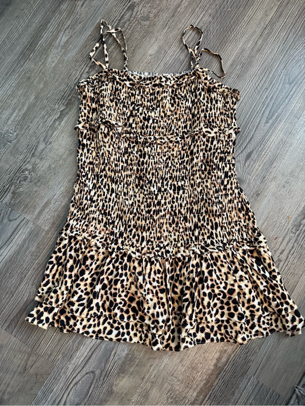 American Eagle Outfitters Leopard Print Mini Dress - Tan Black